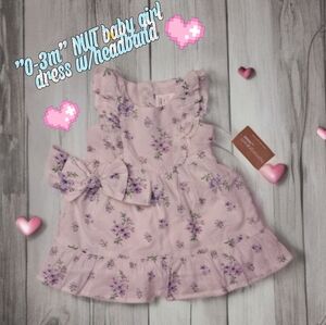 "0-3m" NWT baby girl floral dress with headband 🌸💗
